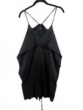 9seed Black V-Neck Strappy Back Drawstring Waist Romper Mini Dress Size 1 Small